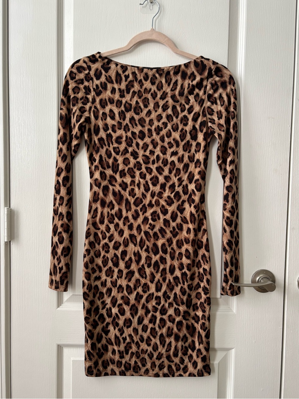 Ambiance Leopard Print Long Sleeve Bodycon Dress - Tan & Black